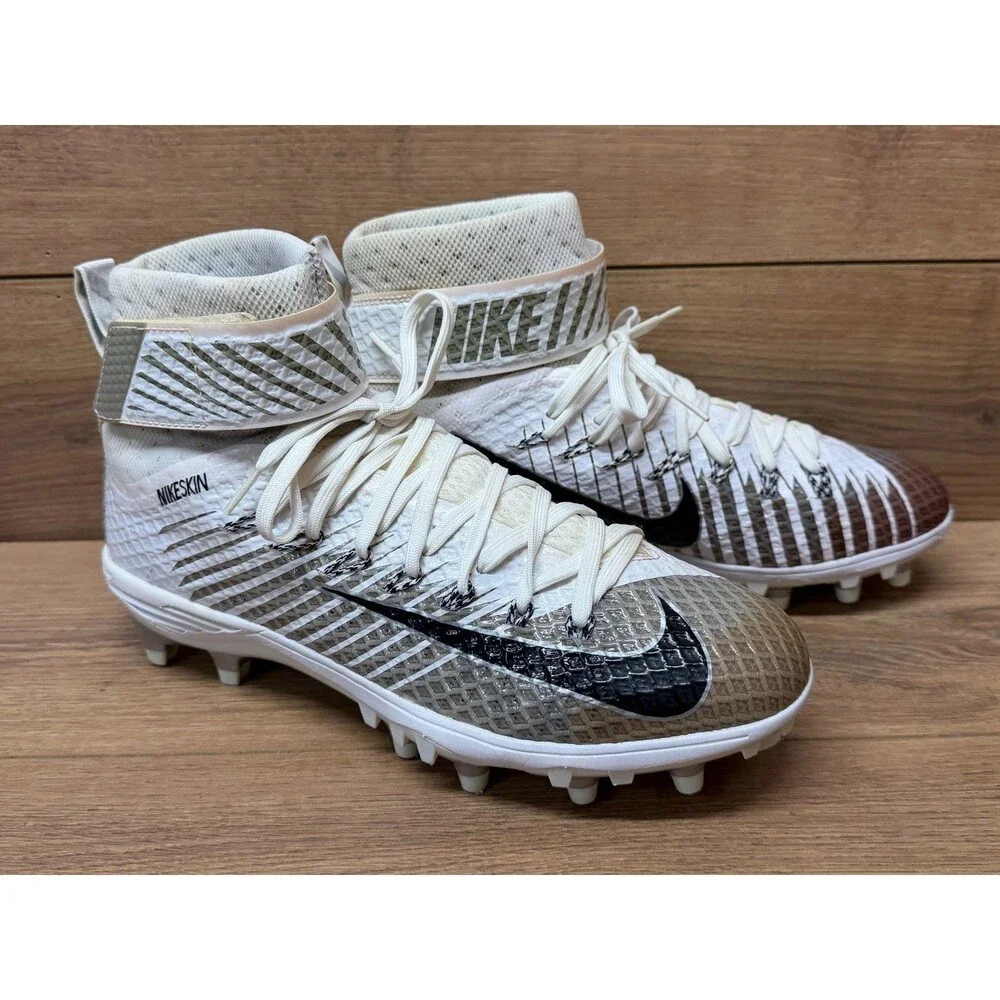 Nike Lunarbeast Elite TD Football Cleats Men's Size 9 White Silver 779422-100
